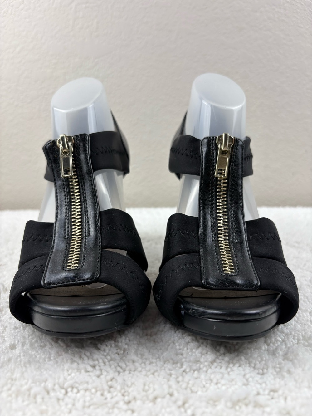 Women’s Black Coach & Four Zip-Front Strappy Sandals